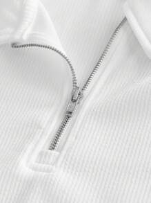 HIMLAND Men Quarter Zip Ribbed Knit Polo Shirt, Old Money