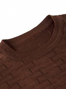 Cottnline Men Geometrical Pattern Crew Neck Regular Sweater - Brown - View 3
