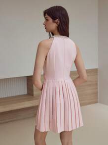 MOTF STUDIO PLEATED BEADED MINI DRESS - Pink - View 3