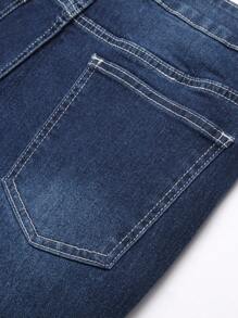 Manfinity Homme Men's Casual Washed Slim Fit Jeans - Dark Wash - View 7