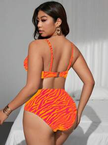 Swim SXY 大码女式 2 件装薄荷绿性感斑马纹随机图案比基尼套装 - 彩色 - 查看 2