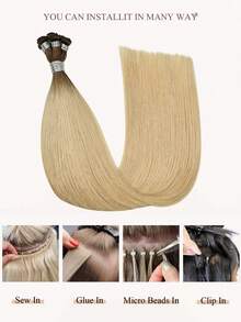 Human Hair Extensions Hand Tied Weft 18-22Inch #4/22 Color Human Hair Weft  Hand Tied Weft Extensions Virgin Remy Human Hair Extensions - Rooted & Ombre - View 8