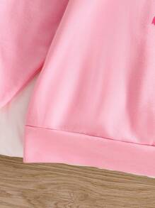 2025 New Arrival Young Girl Sweatshirt, Solid Color, Long Sleeve, Letter Print Pattern, Casual High-End Sweatshirt - Pink - View 6