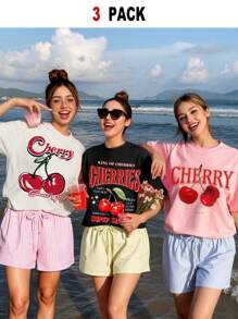 Veykashi Bộ 3 quần short sọc đi biển cỡ lớn, thích hợp cho mùa xuân và mùa hè - Nhiều màu - Xem 3