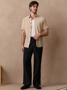 Manfinity ModaGents Maglia Uomo In Tessuto Con Manica Corta E Rifiniture Lucide