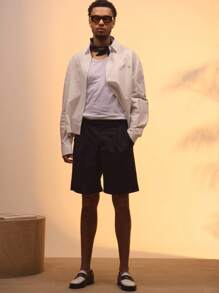Musero Casual Smart Street Style Tailored Buckle Detail Shorts For Summer Holiday Vacation