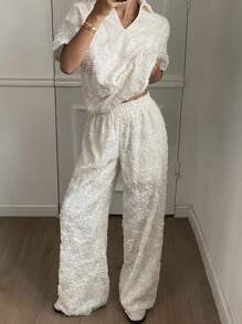 DAZY 女士日常休闲两件套家居服套装 - 杏色 - 查看 3