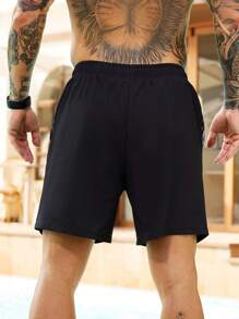 Surfspeed Men's Holiday Camouflage Letter Print Drawstring Waist Beach Shorts, Hawaiian - Multicolor - View 2