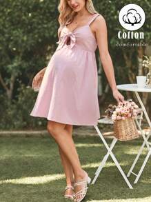 SHEIN Vestido casual de verano para mujeres embarazadas de unicolor con tirantes