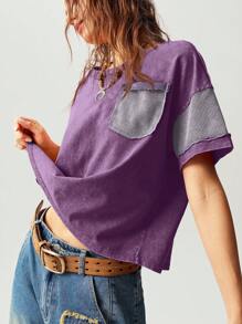 Bohemela Casual Solid Color Knitted Round Neck Dropped Shoulder Long Sleeve Loose Top For Women