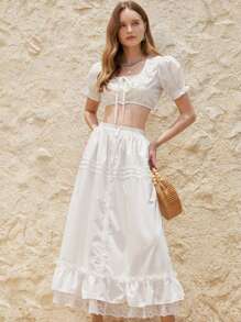 Aveloria Rosie Ținute Două Piese Femei Pentru Purtare Zilnic - alb - Vizualizare 3