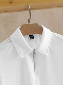 HIMLAND Men Quarter Zip Ribbed Knit Polo Shirt, Old Money