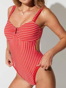 GLOWMODE Inner Glow Quick Dry Chlorine Resistant Balconette Neck High Leg Cut Medium Coverage One Piece Swimsuit Swimming Beach Pool Vacation Resort Travel Summer Wear