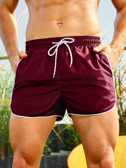 Surfspeed Pantaloni scurți de plajă pentru bărbați, cu buzunare de vacanță, cu talie și șnur, îmbrăcăminte de plajă, pantaloni scurți de plajă pentru bărbați, costum de baie pentru bărbați