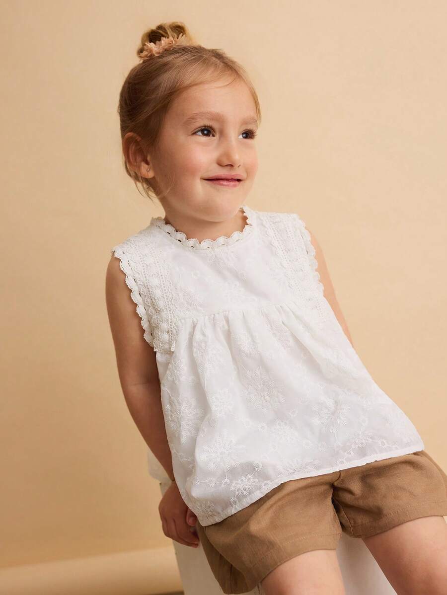 Ontre 2件套年轻女孩宽松休闲背心和短裤套装 - 杏色 - 查看 1