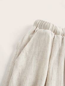 SHEIN SXY 2pcs Set BOHO Simple Solid Color Linen Halter Tie Up Front Beaded Suit, Including Vest & Wide Leg Pants, Suitable For Workplace, Party, Daily Outing, Formal Occasions, Spring/Summer