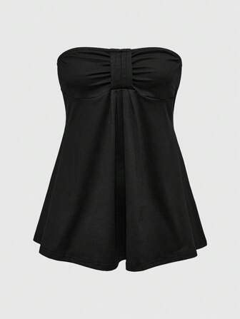 Top tubo casual de unicolor en estilo Y2K para tallas grandes en verano