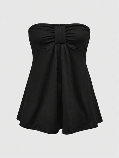 Goth Top de tirantes acortado con pliegues, estilo Y2K, parte superior de verano versátil y entallada