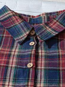 Linhara Camisa informal a cuadros de manga abullonada para mujeres de talla grande, ideal para festivales de música country