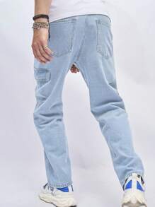 Manfinity Roughcore 大码男士宽松牛仔裤，夏季时尚