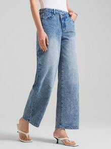 Ontre 女式修身九分喇叭牛仔裤，蓝色