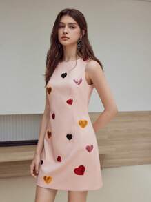 MOTF STUDIO SEQUIN HEART ZIPPER DRESS