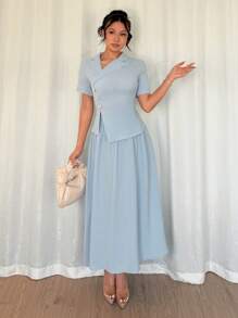 Elenzga 女士日常两件套服装 - 藍色 - 查看 3