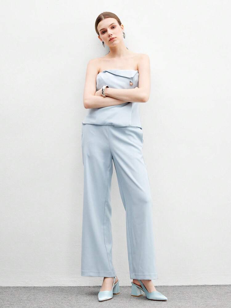 CUCCOO BIZCHIC Fashionable Light Blue Satin Pointed Toe Chunky Heels Pumps, Suitable For Commute, Date, Party, Event For Christmas Spring Shoes