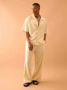 Musero Textured Button Through Short Sleeve Shirt Only Summer Streetstyle Vacation Smart - Apricot - View 4