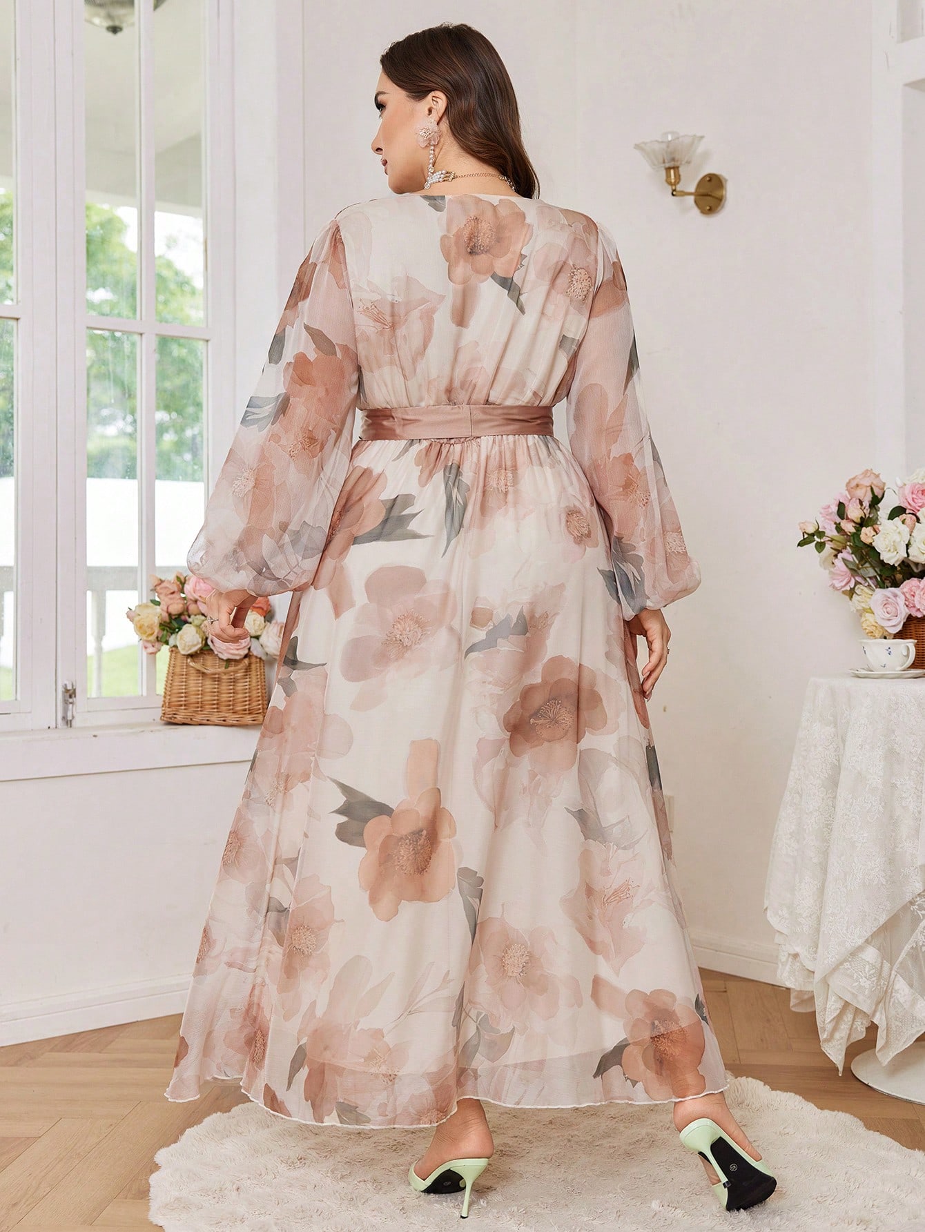 Modelyn فستان جديد أنيق وأنيق، مطبوع، مخصر الخصر،...