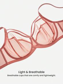 LUVLETTE Plus Dream Curve Air Unlined Full Coverage Side Support Airy Mesh Basic Breezy Comfort Minimizer Bra - Rusty Rose - View 7