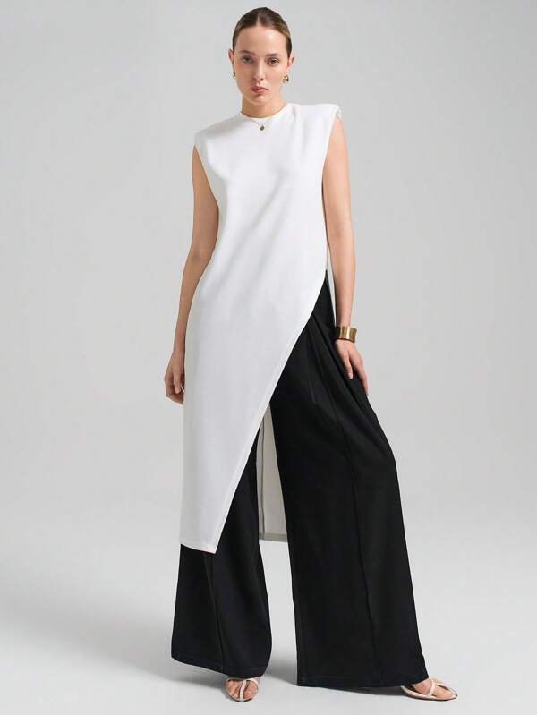 Ontre 2025 Combinaison sans manches color block pour femmes, style d'affaires décontracté minimaliste pour femmes, automne