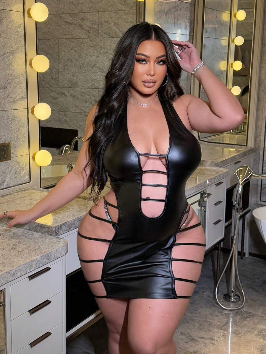 NU&NOW Plus Size Women Sexy Backless Bodycon Knit Clubwear Mini Dress