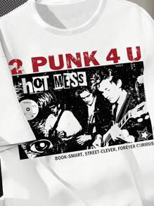 2 PUNK 4 YOU, Teen Boy Casual Graphic Short Sleeve T-Shirt, Suitable For Summer - White - View 3