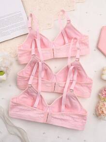3pcs Wireless Comfortable Non-Detachable Cup Adjustable Strap Teen Girls Bra Set Bras Pack Women Sports Bras Bras And Underwear Set Bra Pack