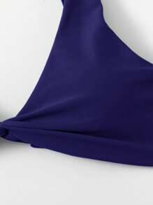 Swim Chiccia Bộ đồ bơi bikini xoắn màu trơn đi biển mùa hè cho nữ - Màu xanh hải quân - Xem 3