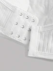 SHEIN Girlism 2 件套青少年女孩简约柔软罗纹吊带背心，配有可拆卸垫和 3 排纽扣开合 - 白色 - 查看 3