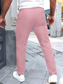 Manfinity Homme Men's Pocket Skinny Casual Dress Pants, Versatile - Pink - View 2