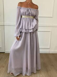 DAZY Women Two Pieces Outfits For Daily Wear Off Shoulder Top - Pink - View 4