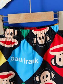 Paul Frank X SHEIN 2pcs/Set Tween Boy Colorful Monkey Print Summer Short Sleeve Shirt And Shorts - Multicolor - View 6