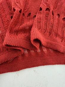 Maweii Plus Size Women's Sweater Sexy Knit Set For Vacation Halter Vest + Cutout Drawstring Dress Summer Beach Women Outfits - Rust Brown - View 7