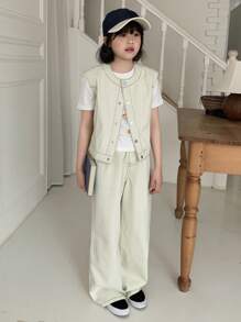 DAZY Tween Girls Denim Two Pieces Outfits,Girls Summer Outfits,Back To School Clothes - Beige - View 5