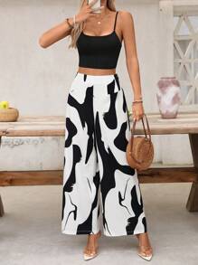 Chiquease Women Two Pieces Outfits For Daily Wear - Black and White - View 1