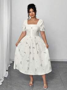 Elenzga Plus Size Elegant Holiday Summer Romantic Dress
