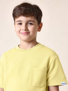 SUMWON Cozy Youth Athletic Co-Ord Set Premium Short Sleeve T-Shirt And Shorts Two Piece Set Sporty Summer Spring Everyday Casual Loungewear