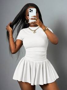 Slaydiva Women Two Pieces Outfits For Daily Wear Y2k - White - View 3