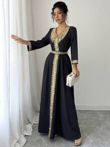 Elenzga Vestito elegante da donna con paillettes e frange a patchwork