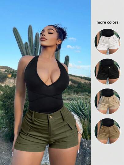 SHEIN SXY Summer Flap Pocket Side Cargo Shorts