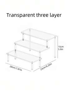 SHEIN Basic living 1PC/2PCS Rak Display Akrilik Transparan 1/3 Lapisan Desain Minimalis Modern Bertingkat Rak Display Multifungsi untuk Meja, Rak Penyimpanan, Cocok untuk Toko, Ruang Tamu, Ruang Belajar, Kamar Tidur, Mainan, dan Kosmetik - MultiWarna - View 5