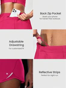 GLOWMODE 2.5 英寸 RefreshRun 短裤 VitalSwift 超轻吸汗中腰可调节抽绳腰部反光跑步短裤内置防臭内裤后拉链口袋高强度健身跑步训练春夏 - 熱帶粉紅色 - 查看 5
